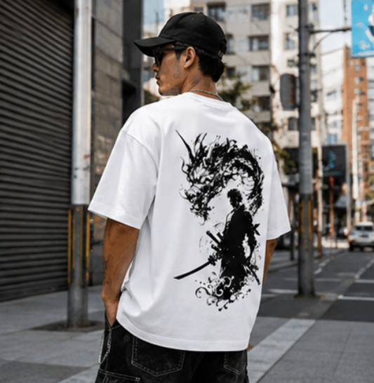 Zoro Oversized Anime T-Shirt | One Piece Streetwear Terry Cotton Tee