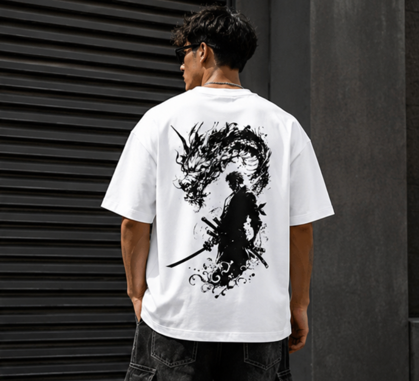 Zoro Oversized Anime T-Shirt | One Piece Streetwear Terry Cotton Tee